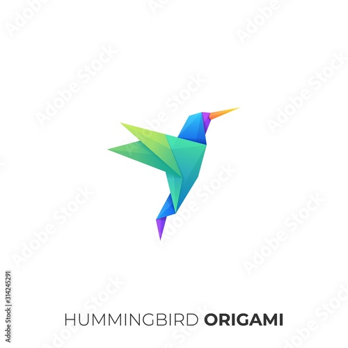 Humming Bird Origami Illustration Vector Template