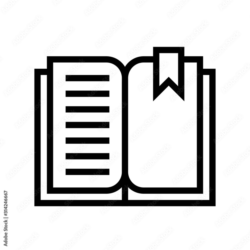 Open book with bookmark, line style icon Open book with bookmark, line style icon
