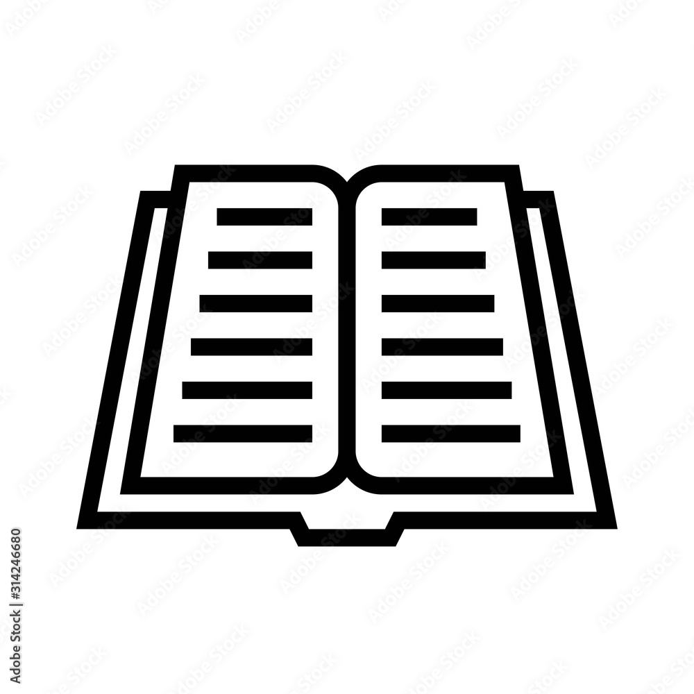 Open book vector illustration, line style icon Open book vector illustration, line style icon