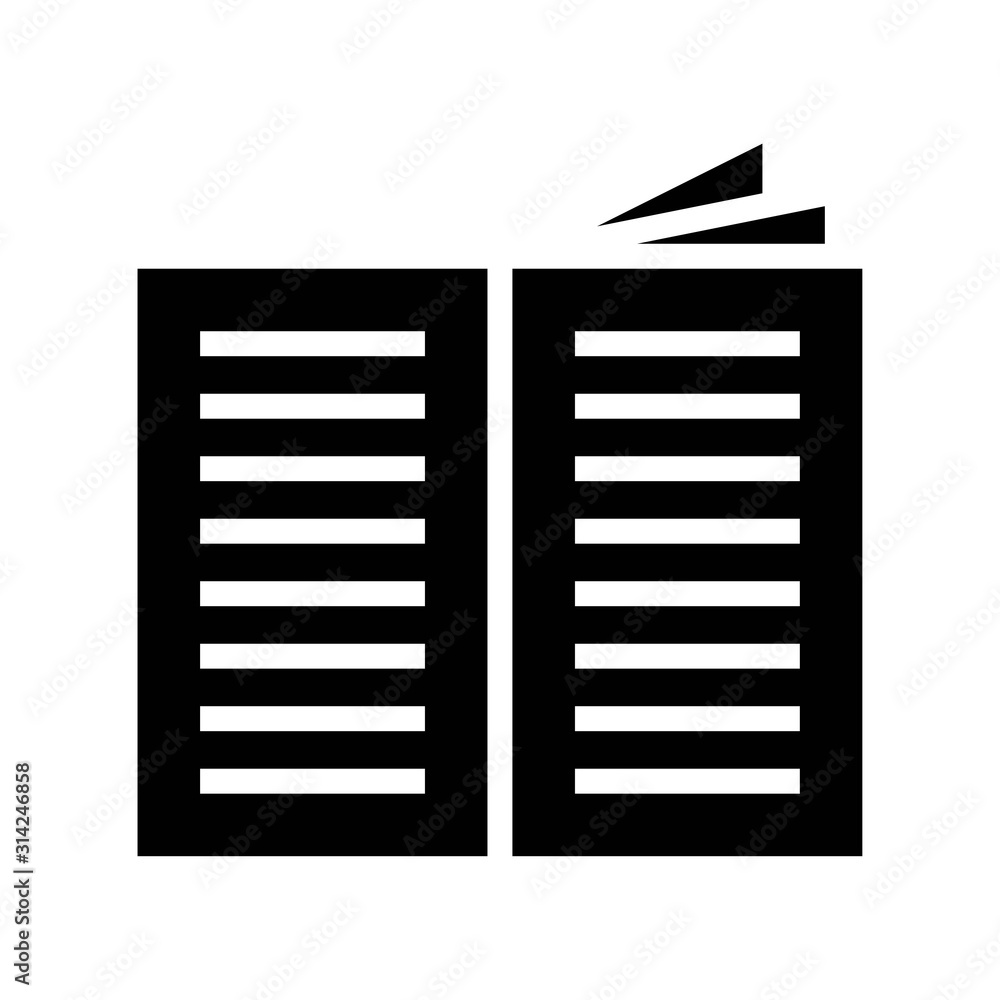 Open book vector illustration, solid style icon