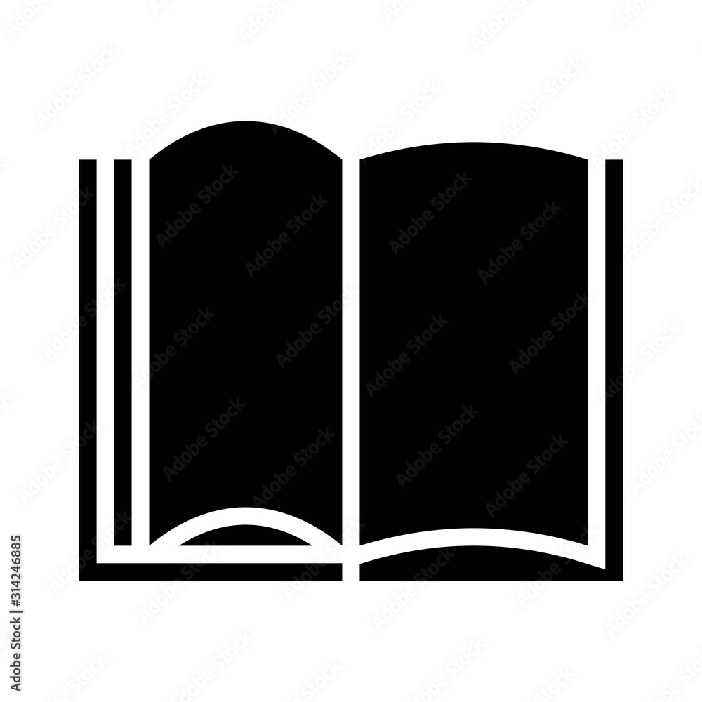 Open book vector illustration, solid style icon Open book vector illustration, solid style icon