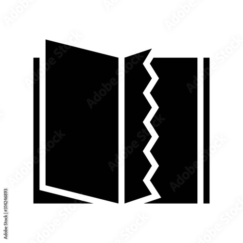 Book with missing page vector, solid style icon