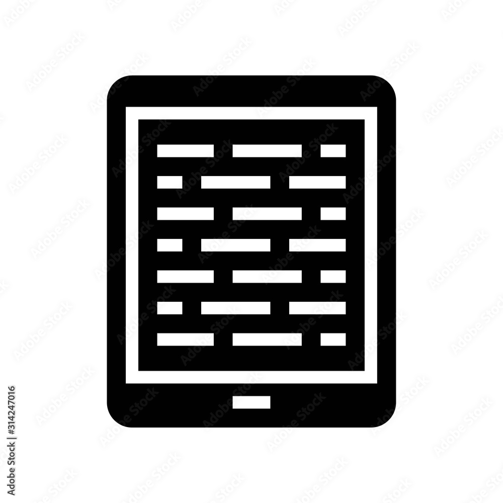 Tablet computer vector illustration, solid style icon Tablet computer vector illustration, solid style icon