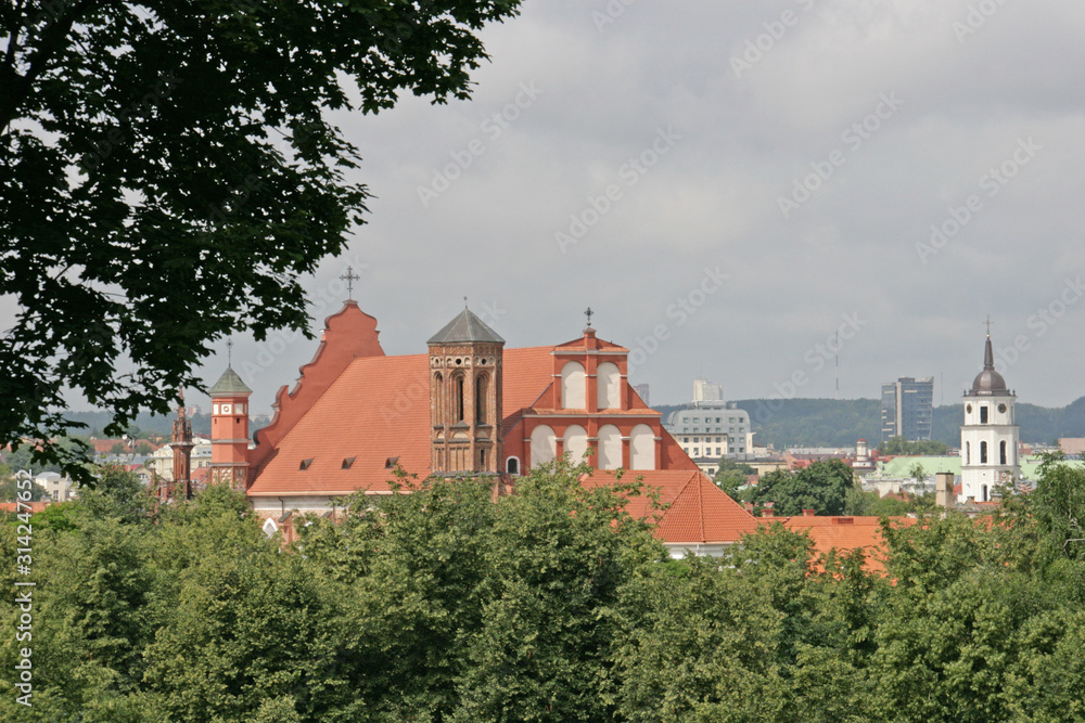 Gothic buildings in Vilnius in summer time