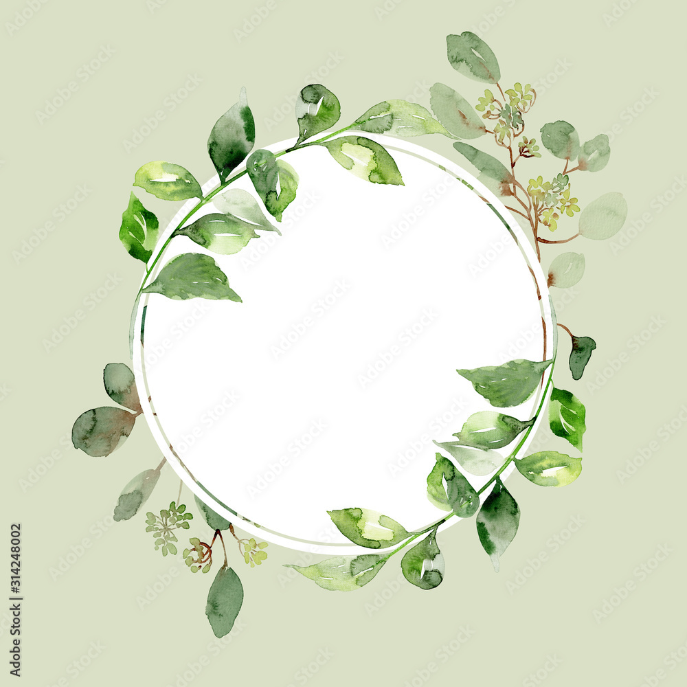 Greeting card with floral elements, branches Greeting card with floral elements, branches