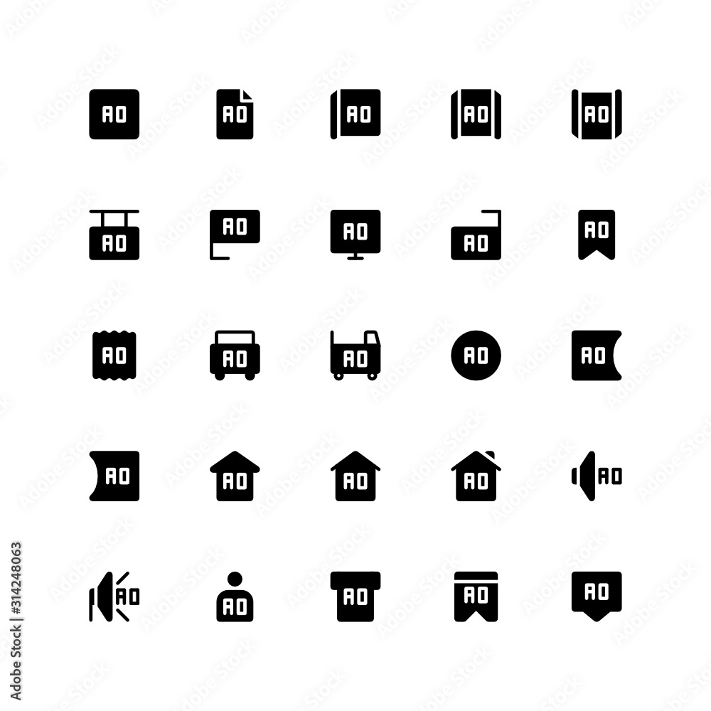 Set of traditional advertisement glyph style icon - vector Set of traditional advertisement glyph style icon - vector