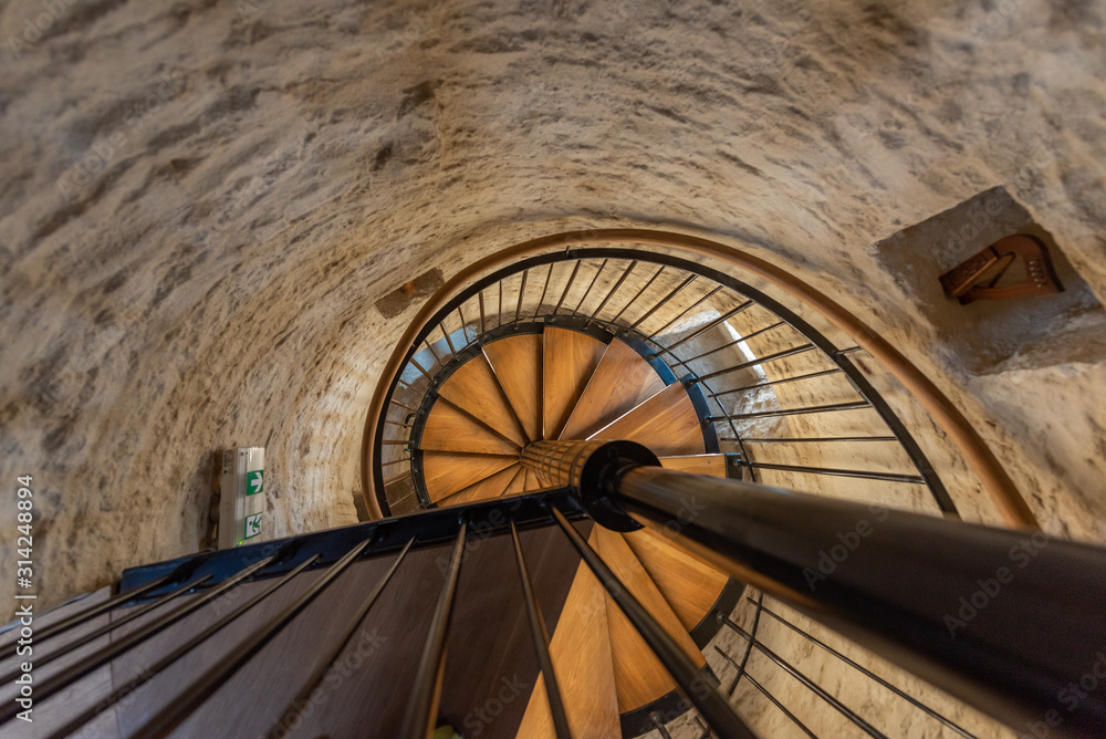 Fototapeta premium spiral stairs inside of tower