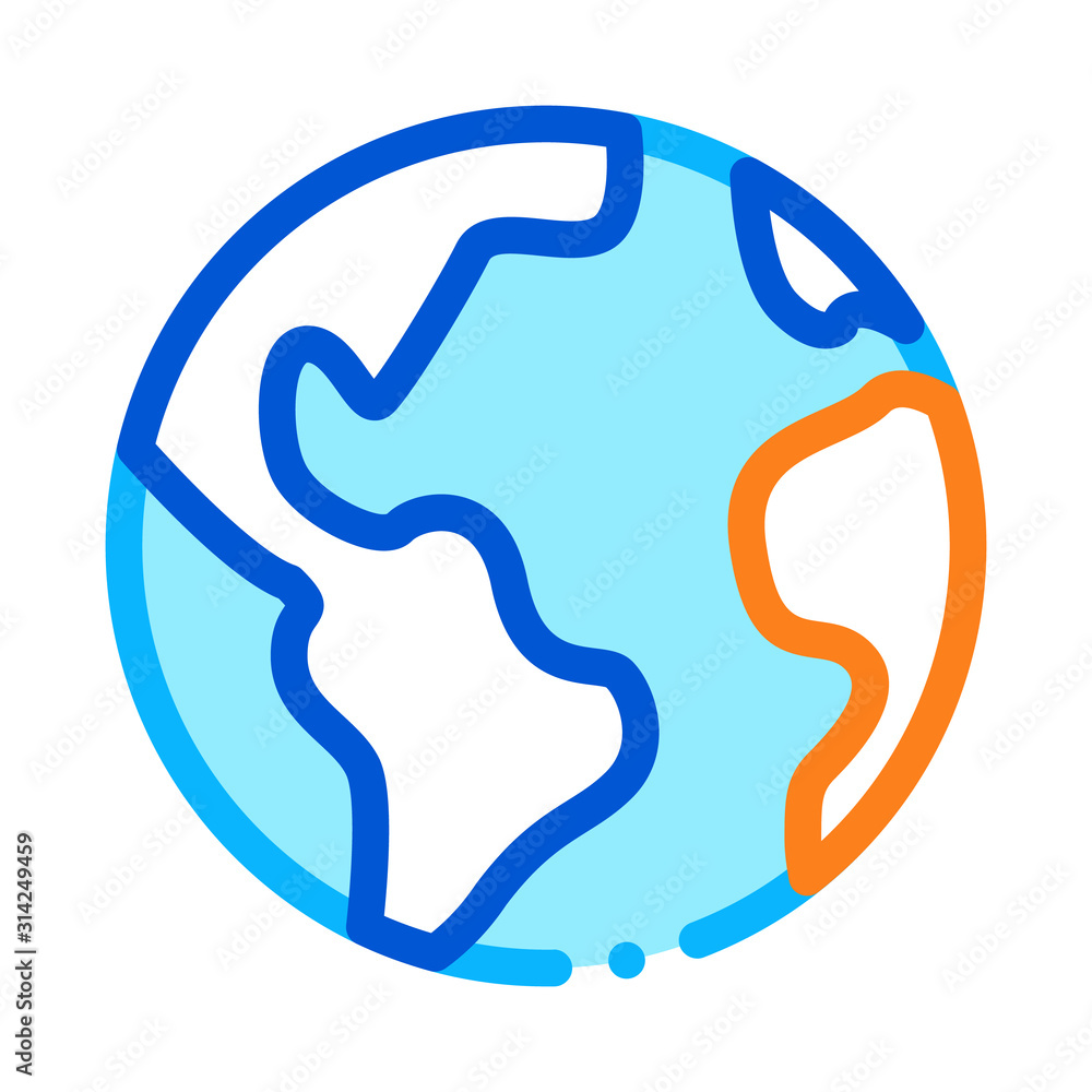 Planet Earth Globe Icon Vector. Outline Planet Earth Globe Sign. Isolated Contour Symbol Illustration Planet Earth Globe Icon Vector. Outline Planet Earth Globe Sign. Isolated Contour Symbol Illustration