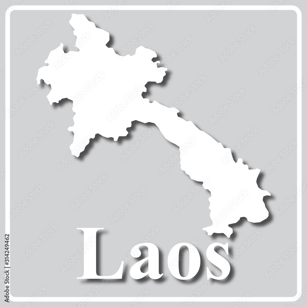 gray icon with white silhouette of a map Laos