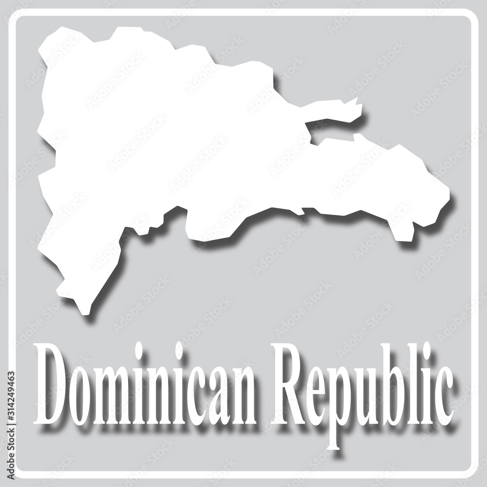 gray icon with white silhouette of a map Dominican Republic gray icon with white silhouette of a map Dominican Republic