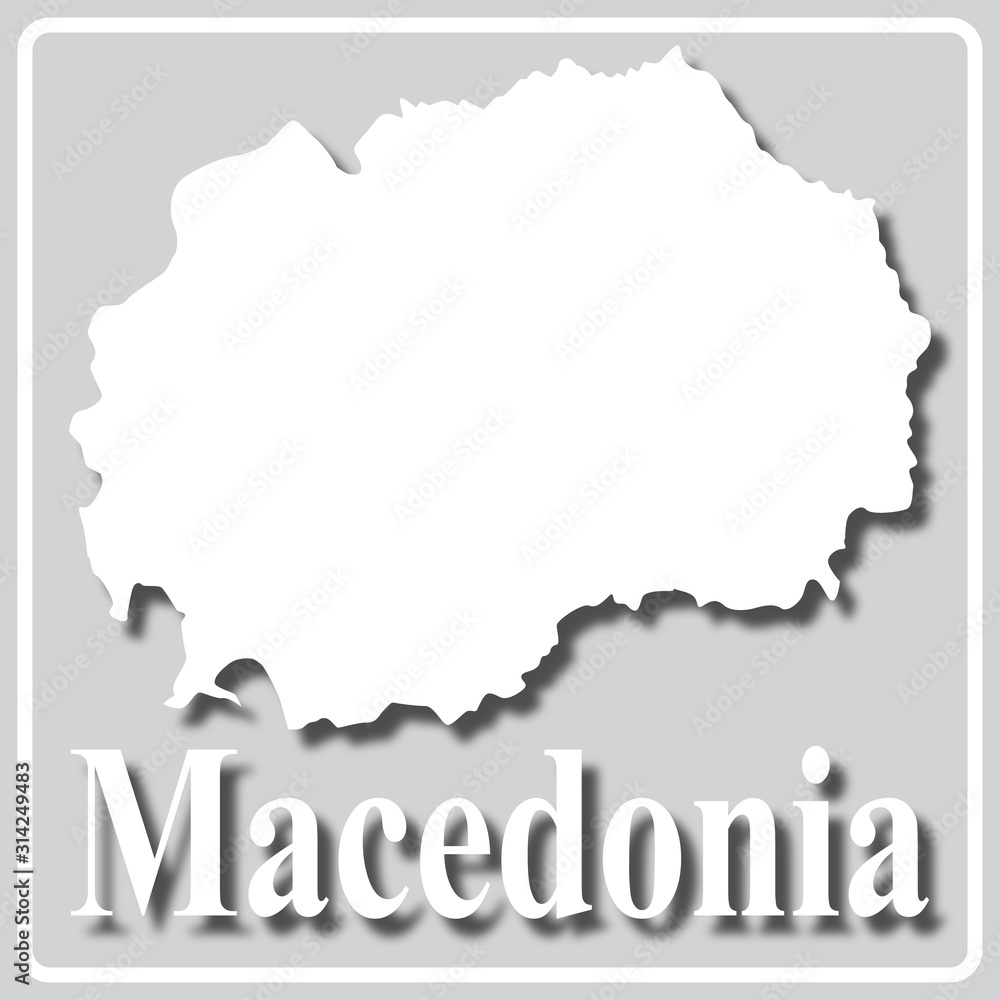 gray icon with white silhouette of a map Macedonia