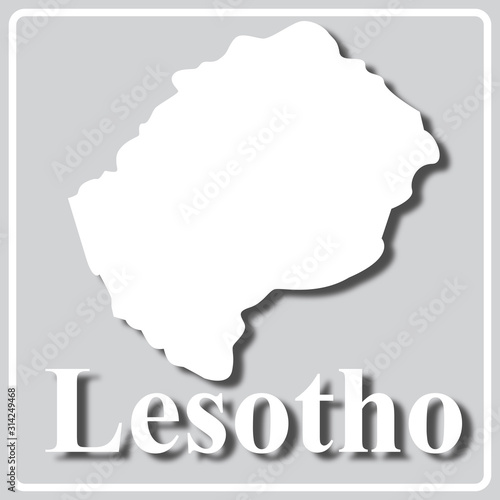 gray icon with white silhouette of a map Lesotho