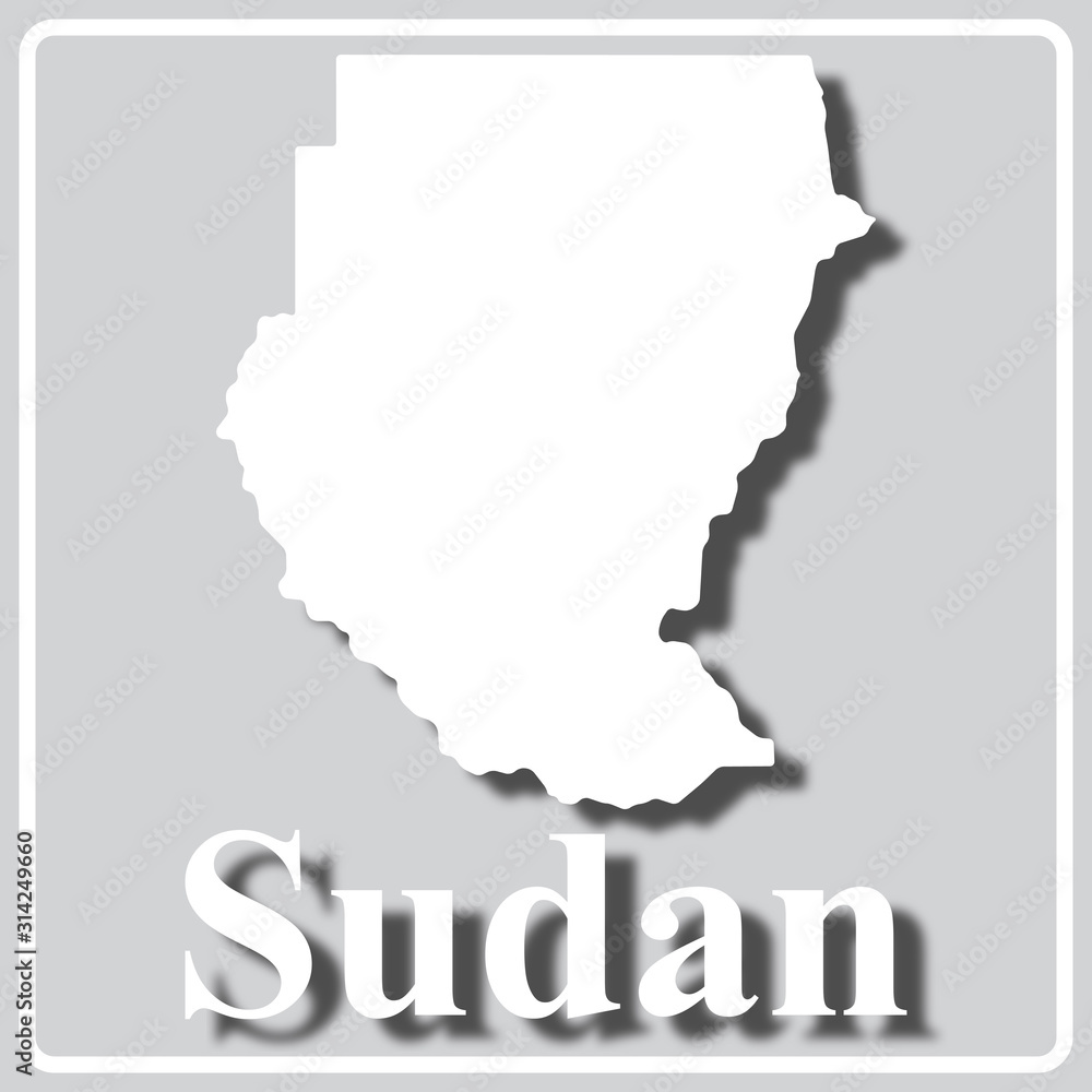 gray icon with white silhouette of a map Sudan