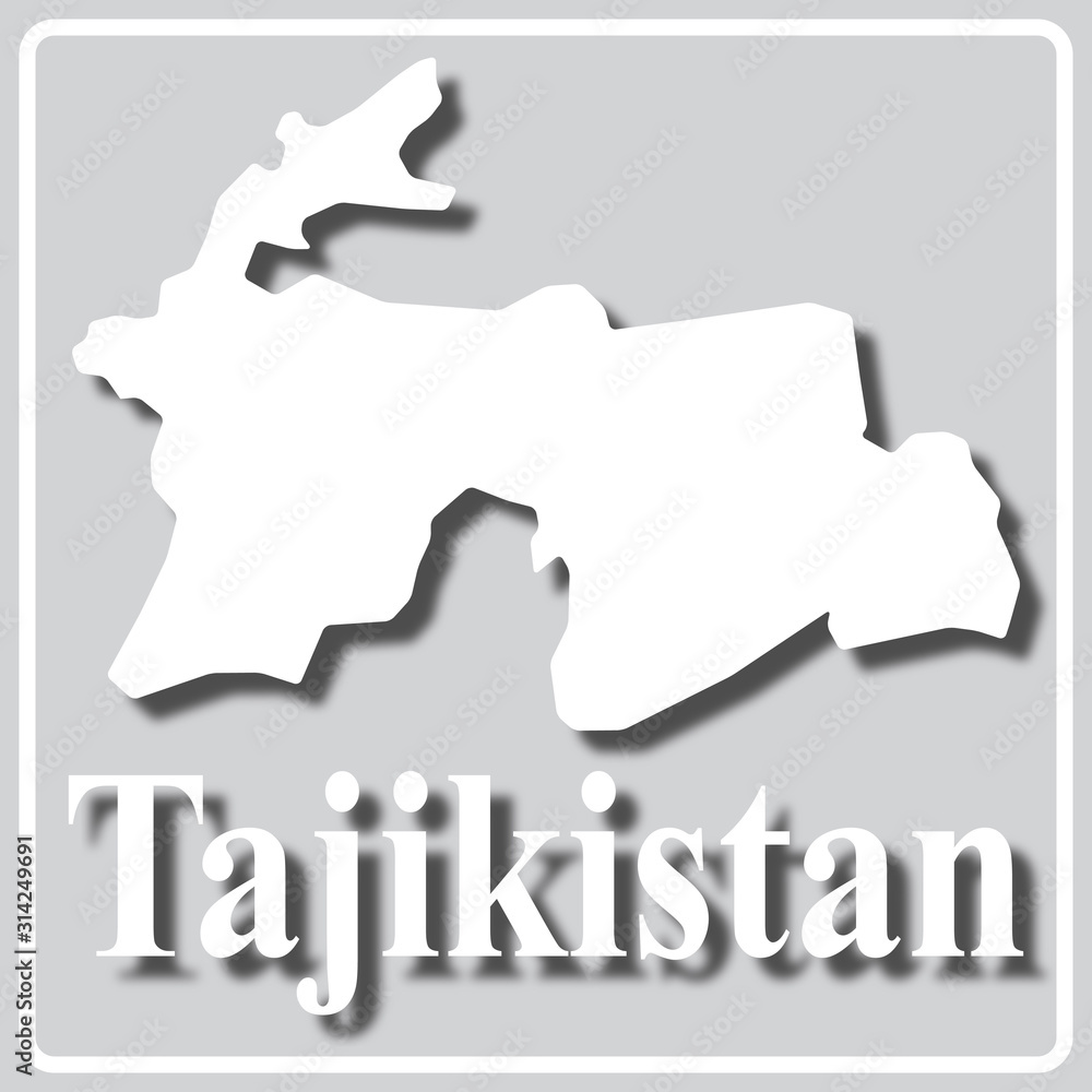 gray icon with white silhouette of a map Tajikistan