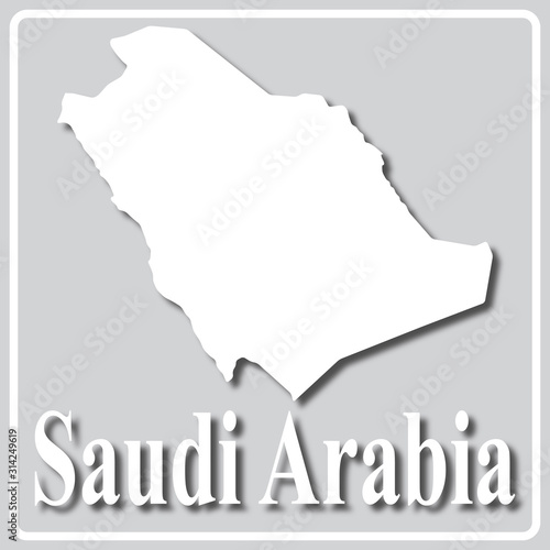 gray icon with white silhouette of a map Saudi Arabia