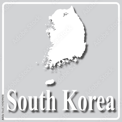 gray icon with white silhouette of a map South Korea
