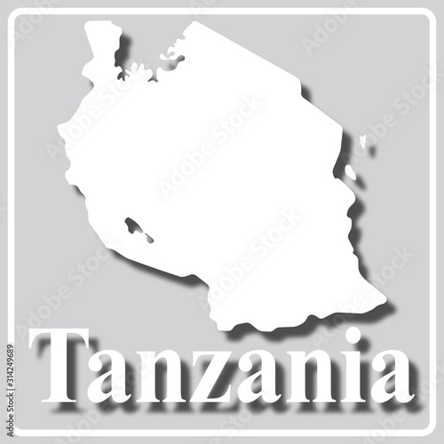 gray icon with white silhouette of a map Tanzania