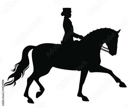 Elegant Woman riding Dressage Horse Silhouette