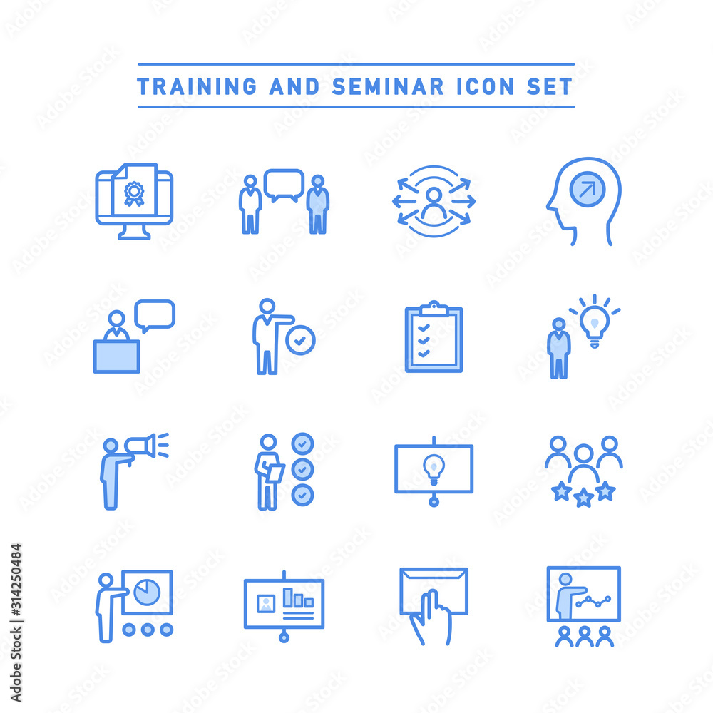 TRAINING AND SEMINAR ICON SET TRAINING AND SEMINAR ICON SET