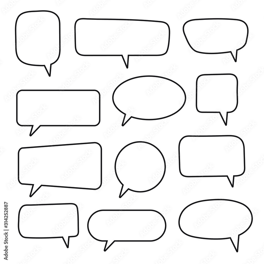 Fototapeta premium Speech bubble, speech balloon, chat bubble line art vector icon for apps and websites