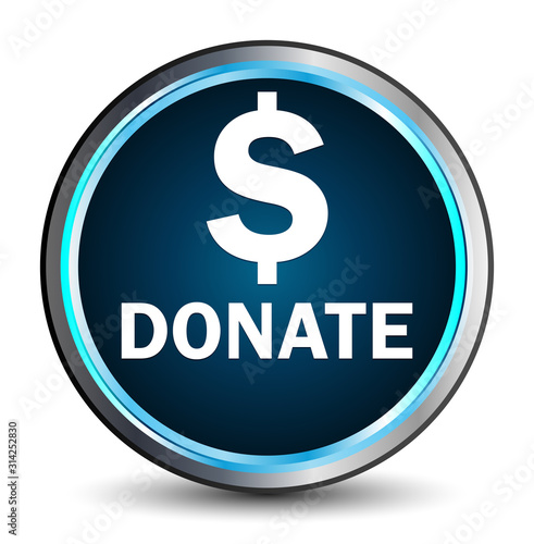 Donate Dollar Sign Icon Isolated on Glossy Blue Button