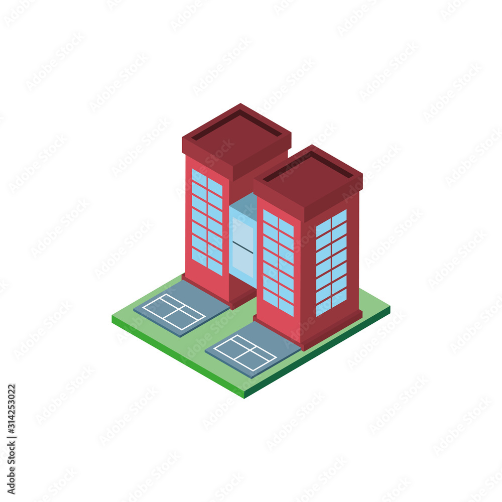 Isometric city red building vector design Isometric city red building vector design