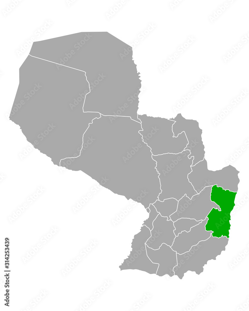 Fototapeta premium Karte von Alto Parana in Paraguay