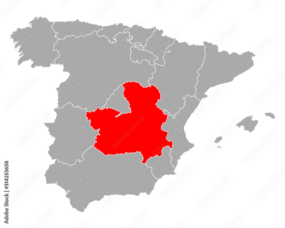 Karte von Kastilien-La Mancha in Spanien
