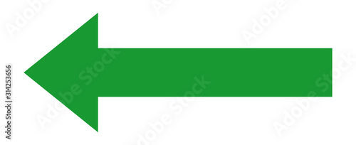 Green arrow to the left / vector, isolated