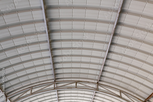 Roof top of industrial  roof structures of industrial building. Structural of roof industrial.