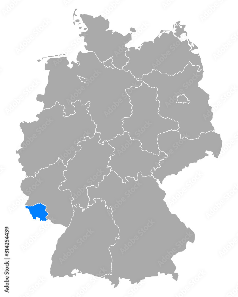 Karte von Saarland in Deutschland
