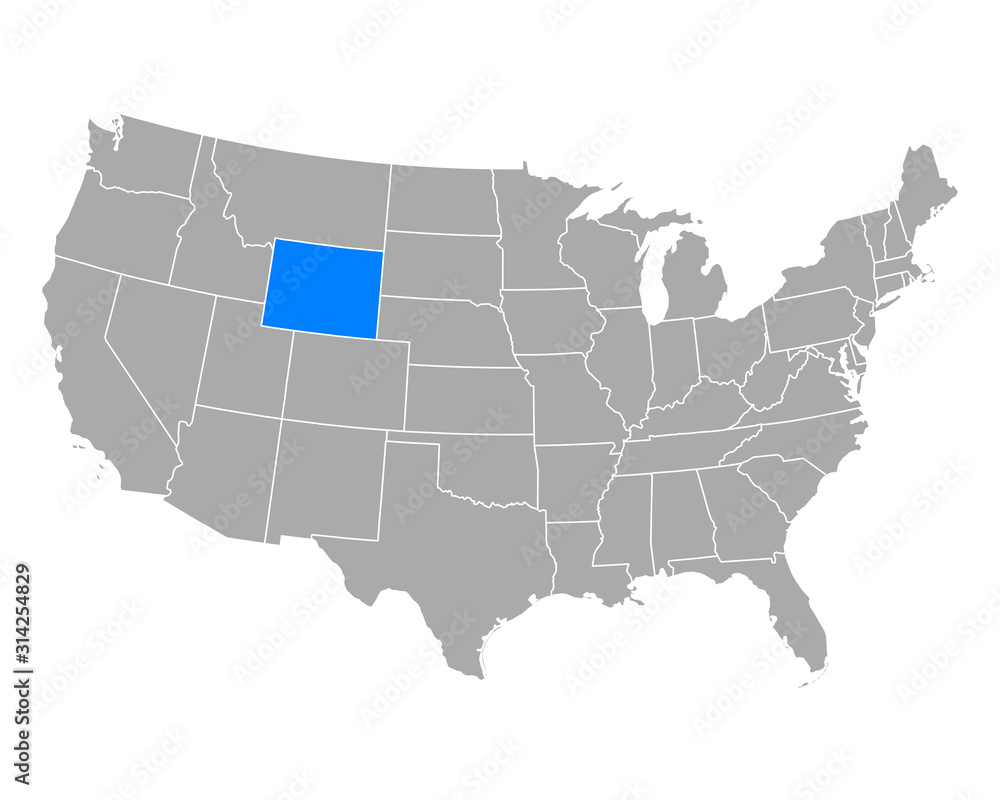 Fototapeta premium Mapa Wyoming w USA