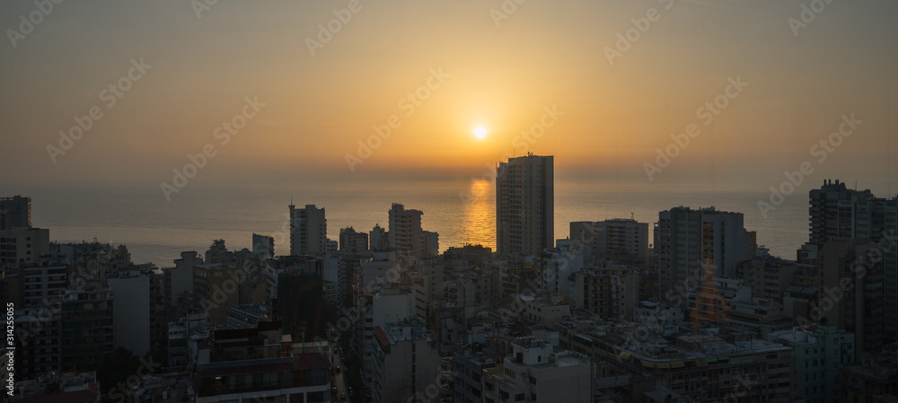 Skyline of Beirut at sunset. Beirut. Lebanon - June, 2019
