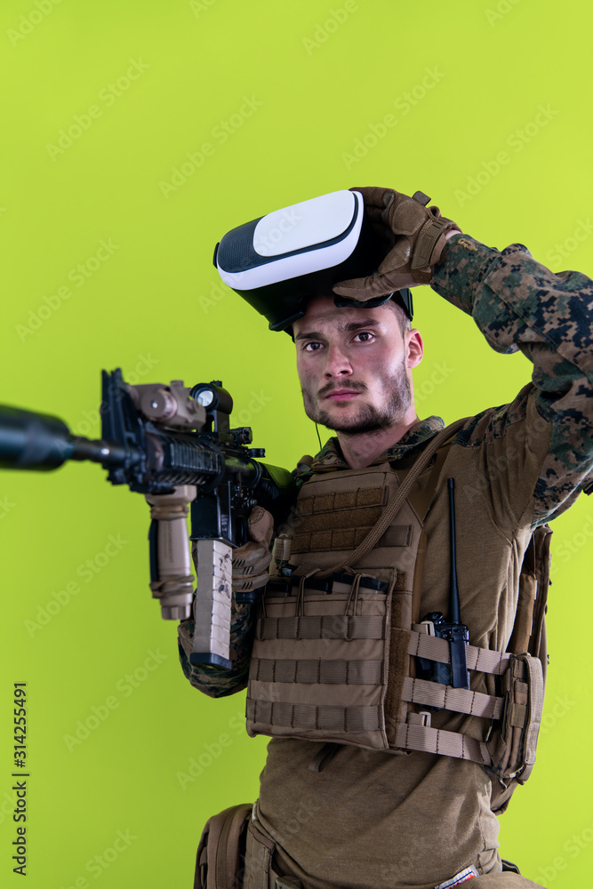 soldier virtual reality green background