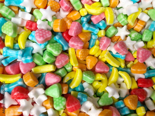 Closeup Mixed colorful candies background