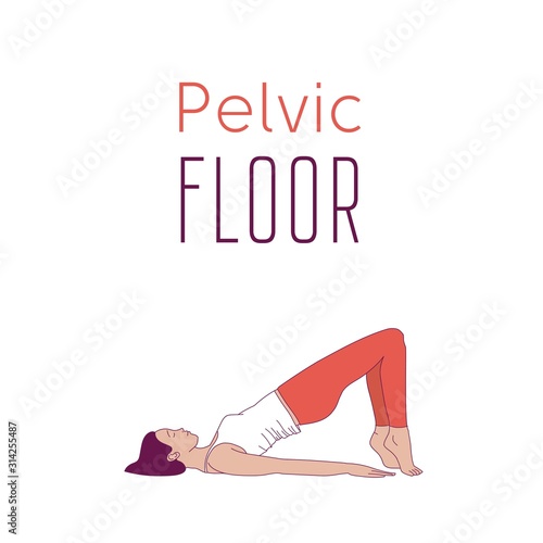 Exercises to strengthen the muscles of the vagina and pelvic floor muscles. Kegel exercises. Vector illustration isolated on white background. Simple line style.