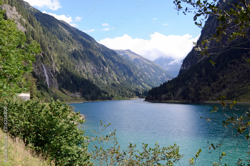 Austria europe lake in a natural scenic mountain landscape