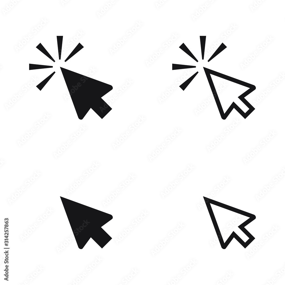 Mouse cursor vector icon, clicking cursor pointer icon vector Stock