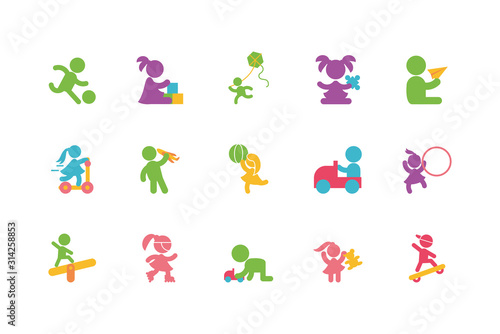 Isolated set of boys and girls avatars vector design