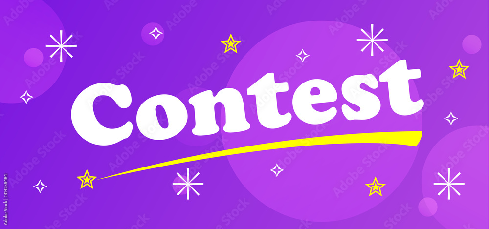 Banner with text Contest. Tournament banner. Colorful design. Vector illustration