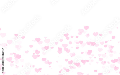 Valentine day pink hearts on white background.