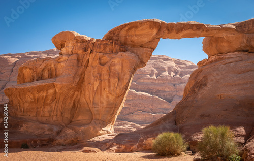 Um Fruth Rock Bridge in Wadi Rum  Jordan