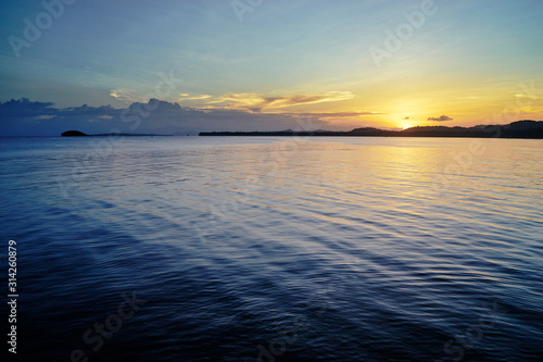 Beautiful landscape. Sunset on the sea shore.