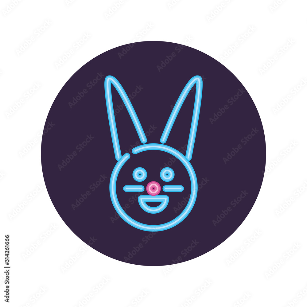 Neon rabbit inside circle vector design Neon rabbit inside circle vector design