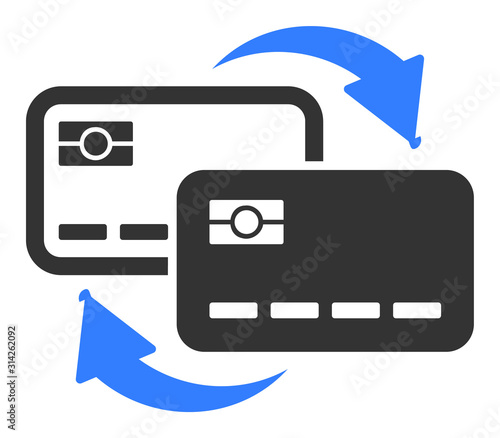 Bank card exchange vector icon. Flat Bank card exchange pictogram is isolated on a white background.