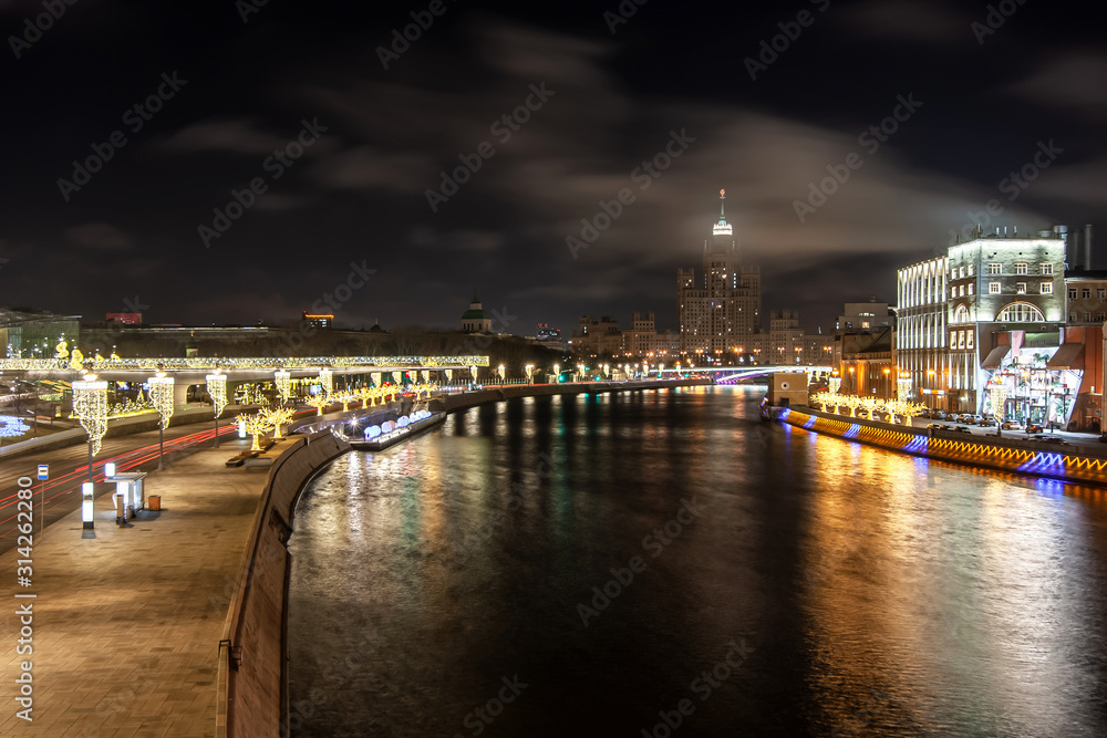 urban landscape of night Moscow