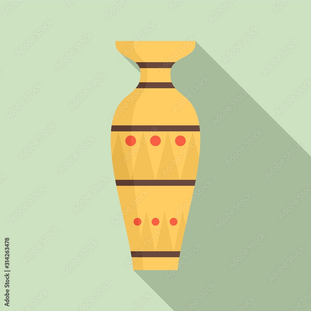 Egyptian vase icon. Flat illustration of egyptian vase vector icon for web design