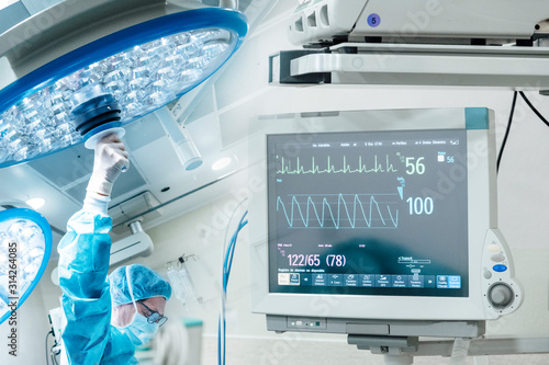 Wallpaper Mural Medical monitor showing the patient's status while surgeons works Torontodigital.ca