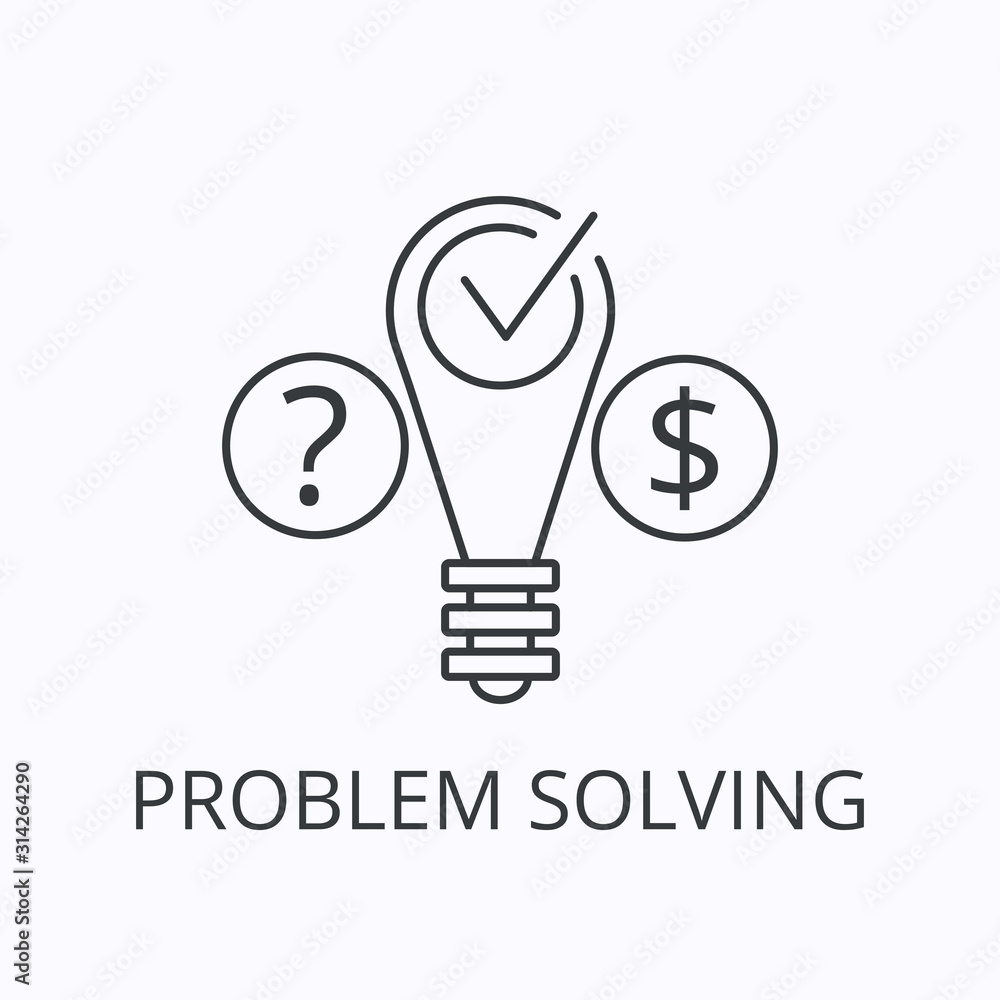 Problem solving thin line icon. Vector outline illustration Problem solving thin line icon. Vector outline illustration