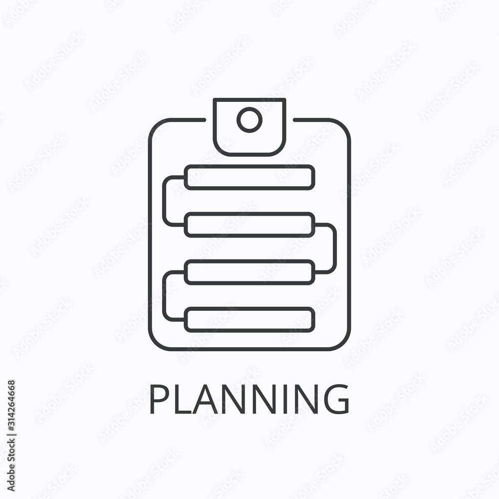 Marketing planning thin line icon. Vector outline illustration Marketing planning thin line icon. Vector outline illustration